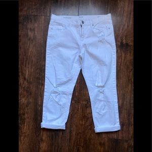 Distressed white A.N.A white boyfriend jeans